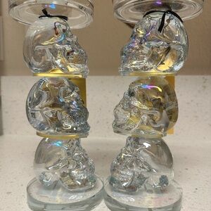 Christian Lacroix Iridescent Skull Candle Holders